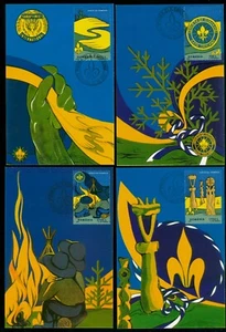 1997 Boy Scouts,wooden totem,Pfadfinder,Scoutisme,Romania,5281= 5 FDC Maxi cards - Picture 1 of 4