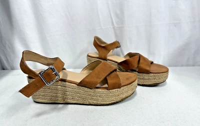 Sandalias FOREVER 21 Marrón Gamuza Cuña Plataforma Correa Yute Punta Abierta Mujer Talla 8.5 Foto 1 de 4