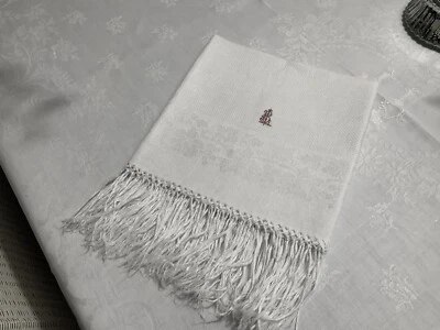 Linge Ancien 1 Serviette De Toilette De Mariage Monogramme Entrelacé Royal BL - Photo 1/4