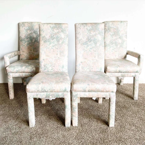 Postmodern Pink Green and Purple Parsons Dining Chairs - 4 Chairs Cover