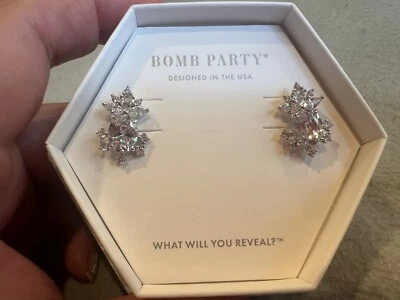 Bomb Party Earrings ‘Sterling Club’ Diamond Cubic Zirconia/.925 Silver RBP3028 - Image 1 of 4