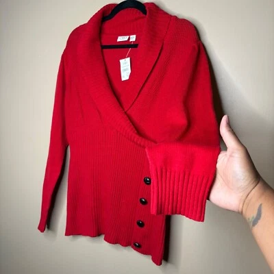 NUEVO CON ETIQUETAS CATO Para mujeres Cuello Capucha Rojo con Cuello en V Profundo Botones Decorativos Talla 18/20W Foto 1 de 4