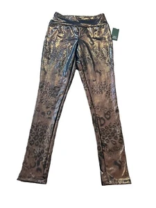 Leggings Metallic Gold Animal Print M High Waisted Wild Fable Wide Waistband New - Picture 1 of 5