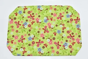 VINTAGE FLOWER'S & BUTTERFLY HANDMADE DOUBLE SIDED LINED CHILDREN'S PLACEMAT - Picture 1 of 4