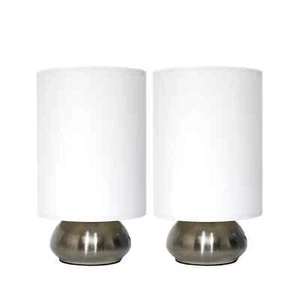 Simple Designs 9 in. Brushed Steel Base and Ivory White Two (2) Pack Mini Touch - Picture 1 of 2