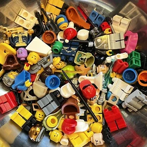 LEGO PARTS BULK LOT Minifigures Pieces (1 oz) 1/16 Pound lb Torsos Heads Weapon - Picture 1 of 3