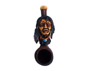 Sitting Bull Indian Chief Handmade Tobacco Smoking Mini Pipe Native Tribal Art - Picture 1 of 3