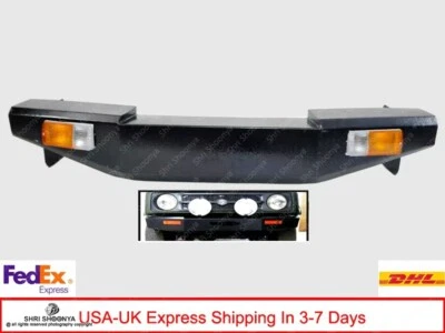 Parachoques delantero para Suzuki Samurai 1986-95 pintado acero negro + juego de luces giratorias Foto 1 de 4