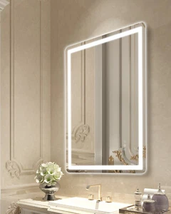 VEVOR LED Bathroom Mirror 3 Colors Anti-fog Wall Mounted Vanity Mirror 28x36 in - Picture 1 of 12