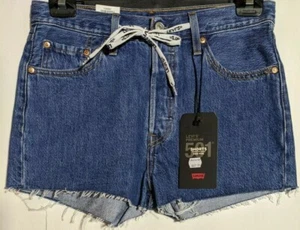 Women's Levi's 501 Denim Shorts High Rise Raw Hem Blue Size 10 NWT RRP $89.95 - Picture 1 of 11