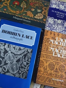 4 VINTAGE LACE PATTERN BOOKS  THE HISTORY OF LACE MACHINES LACES BOBBIN LACE INT - Picture 1 of 24