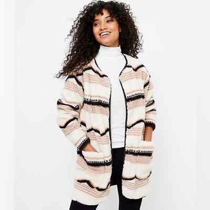 LOFT Lou & Grey Ski Lodge Cozy Up Coat Sherpa Fleece Oversized Women’s Large - Picture 1 of 12