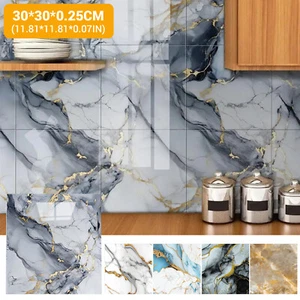 1-30 Stück Marmoreffekt Fliesen Selbstklebend Bodenbelag Für Küchen Badezimmer - Bild 1 von 28