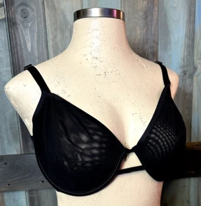 Auden Unlined Demi Coverage Underwire Bra 40DD Black Semi Sheer Target - Picture 1 of 5