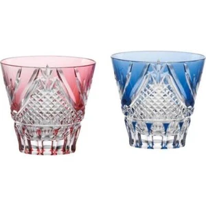 KAGAMI CRYSTAL Edo Kiriko Pair Cold Sake Cup "Fuji" TPS615-2950-AB - Picture 1 of 2