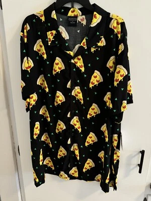 全新带标签 100% 人造丝 Bioworld 男式 XXL 纽扣短袖休闲衬衫 — 第 1/4 张图片