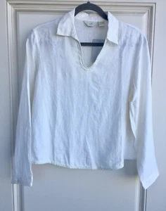 NEU J. Jill Gr. 8 100% Leinen Pullover Tunika Langarm Elfenbein Weiß Neu mit Etikett - Bild 1 von 8