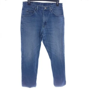 Wrangler Denim Men's Straight Leg Size 34 X 32 Solid Blue Cotton Jeans - Picture 1 of 7