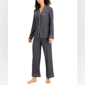 Alfani Notched Collar Pajamas Set Heather Charcoal XXL. - Picture 1 of 6