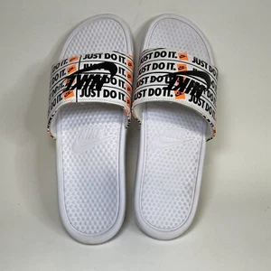 Sandalias Nike Benassi JDI blancas con estampado Just Do It Slides para hombre talla 13 AOP - Imagen 1 de 7
