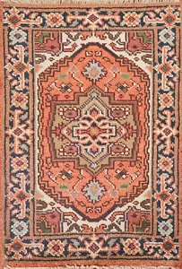 Light Rust/ Navy Blue Heriz Serapi Small Rug 2'x3' Wool Hand-made Foyer Carpet - Picture 1 of 12