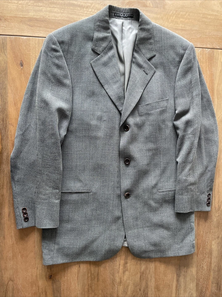 Chaqueta Abrigo Deportivo A Cuadros Hugo Boss Glen De Colección Para Hombres 40R 100% Mezcla Lana Blazer Foto 1 de 4