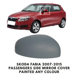 Door Wing Mirror Cover Painted For Skoda Fabia 2007-2015 Passengers Side Left - Picture 1 of 4