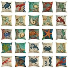 Cover Pillow Couch Throw Linen Cushion Cover Conch Coral Ocean Animal 18" Style