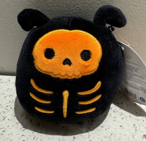 NUEVO CON ETIQUETAS Squishmallows 4” RASPADOR perro esqueleto 2022 naranja y negro juguete de peluche suave - Imagen 1 de 6