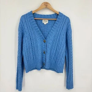 American Eagle Cropped Cable Knit Cardigan in Blue, Sz Med, Preppy Classic - Picture 1 of 7