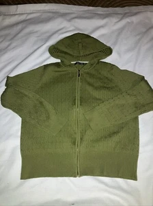 Liz Claiborne Women's Long Hoodie Knit XL Lightweight Green Cotton Nylon - Picture 1 of 10