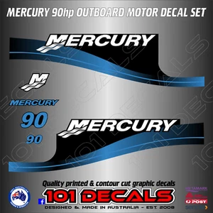 Decal sticker set for MERCURY 90hp marine outboard motor engine cowling - blue - Picture 1 of 9