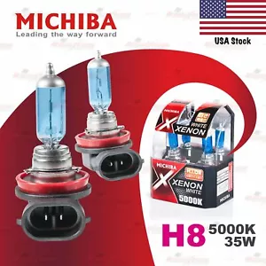 2x H8 708 MICHIBA 12V 35W Headlight Halogen Bulbs Lamp 5000K WHITE for FRONT FOG - Picture 1 of 10