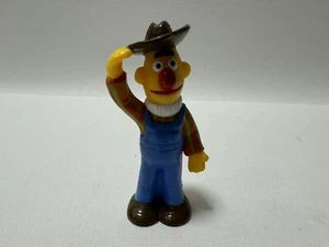 Vintage 1990s Sesame Street Bert Farmer PVC Figure Applause Cake Topper Toy 3" - Picture 1 of 3