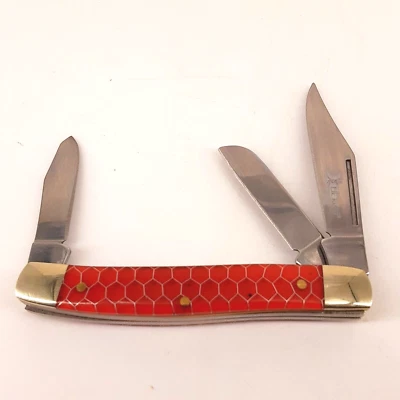 Trapper Folding Knife | Elk Ridge Classic 3" Blades Red C-Tek Handle New - Image 1 of 4