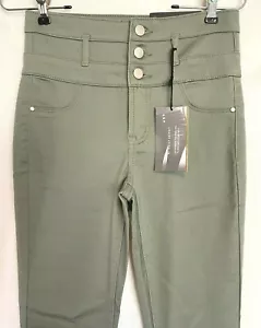 Jeans skinny Refuge vita alta verde, tripla cintura, donna taglia 0 - Foto 1 di 8
