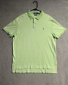 POLO Ralph Lauren Polo Shirt Mens XL Pima Interlock Green Stripe Soft - Picture 1 of 14