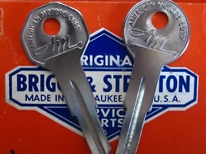AMERICAN MOTORS Briggs & Stratton OEM KEY BLANK SET Ign/Trunk AMC '54-69 Rambler - Picture 1 of 9