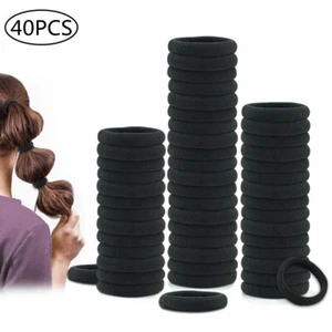 40Pack Hair Ties for Womens Cotton Seamless Hair Bands Elastic Ponytail Holders - Picture 1 of 12