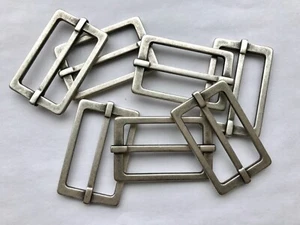 40mm Tri Glide 3 Bar Strap Slider Metal Aged Silver Rectangle Sliders Buckle E21 - Picture 1 of 2