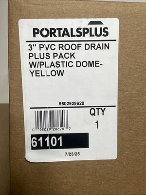 PortalsPlus PVC Roof Drain With Plastic Dome, Fits 3" PVC Pipe #61101 New - Image 1 of 4