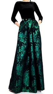 Maxi Vestido THEIA Terciopelo Burnout Talla 8T Vestido Floral Oscuro Evento de Vacaciones NUEVO $1150 - Imagen 1 de 20