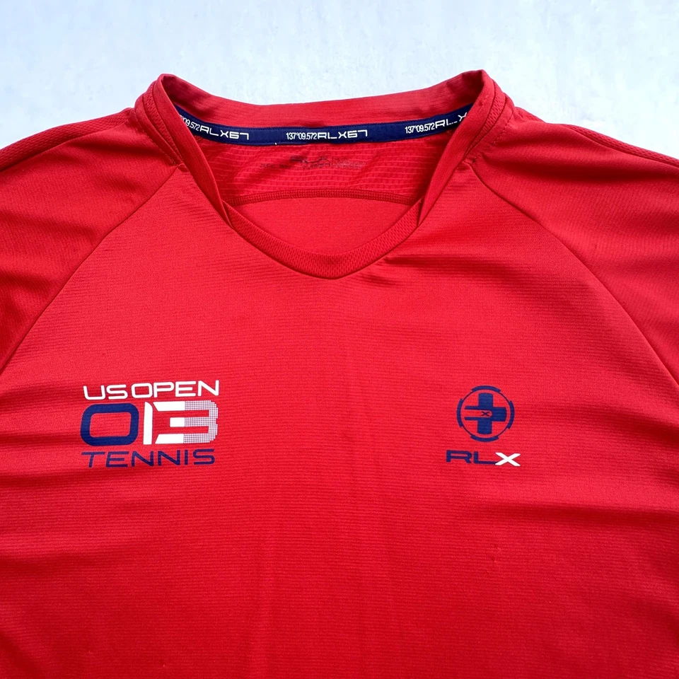 Camisa RLX Ralph Lauren Para Hombre Grande Roja US Open 2013 Tenis Rendimiento Atlético Foto 1 de 4