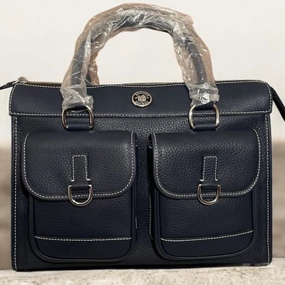Dooney & Bourke Leather Double Pocket Tote Bag NWOT Deep blue - Image 1 of 4