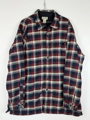 LL Bean Shirt Mens XL Flannel Fleece Lined Plaid Long Sleeve Button Up Heavy - Image 1 of 4