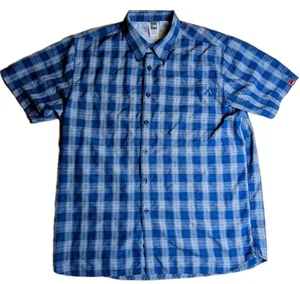 The North Face Check Shirt Blue Short Sleeve Hiking - Mens XL - Picture 1 of 11