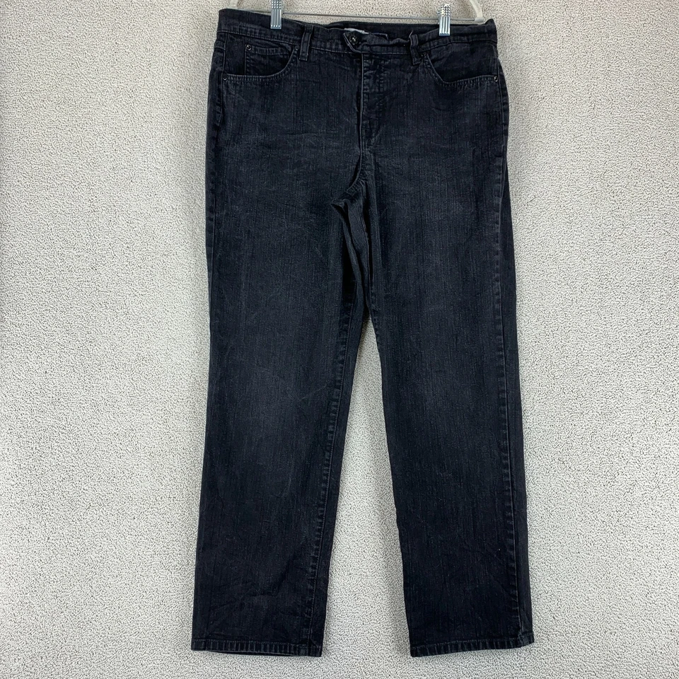 Pantalones de mezclilla Bandolinoblu de pierna recta para mujer 16 negros tiro alto 5 bolsillos estrás Foto 1 de 4