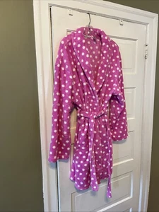 Hotel Spa Morgenmantel Einheitsgröße rosa gepunktet weich Frottee Fleece Taschen Bad Pool (Ls) - Bild 1 von 11
