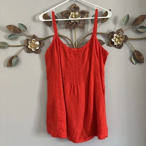 Blusa de lino irlandés con correa de espagueti roja naranja Eileen Fisher para mujer talla mediana - Imagen 1 de 8