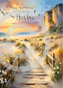 NUOVO Biglietto Buon Anniversario Al Mio Caro Marito A5 Amore Matrimonio Anniversario - Foto 1 di 4